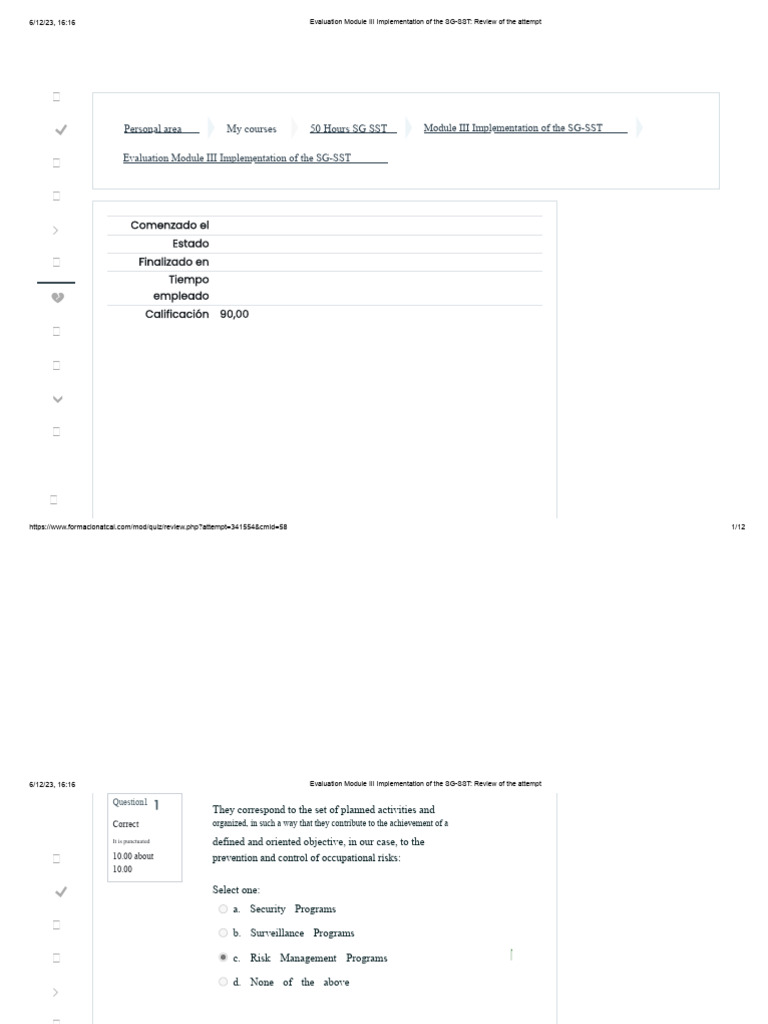 SG-SST Module III Evaluation Results | PDF | Occupational Safety And ...