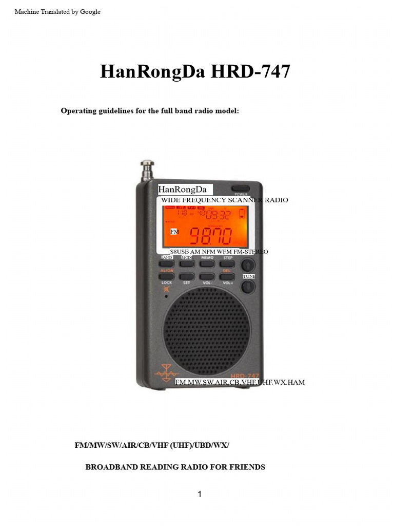 HRD-747 Wideband Radio Operating Guide | PDF | Frequency Modulation | Radio