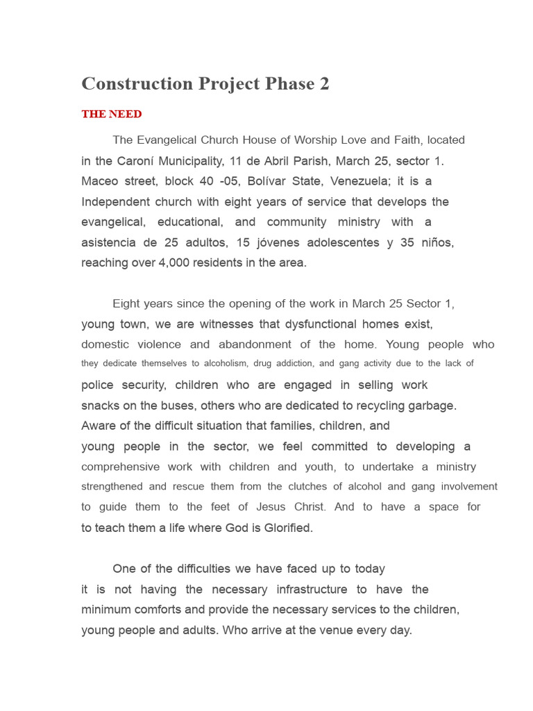 Phase 2: Church Project for Community Support | PDF
