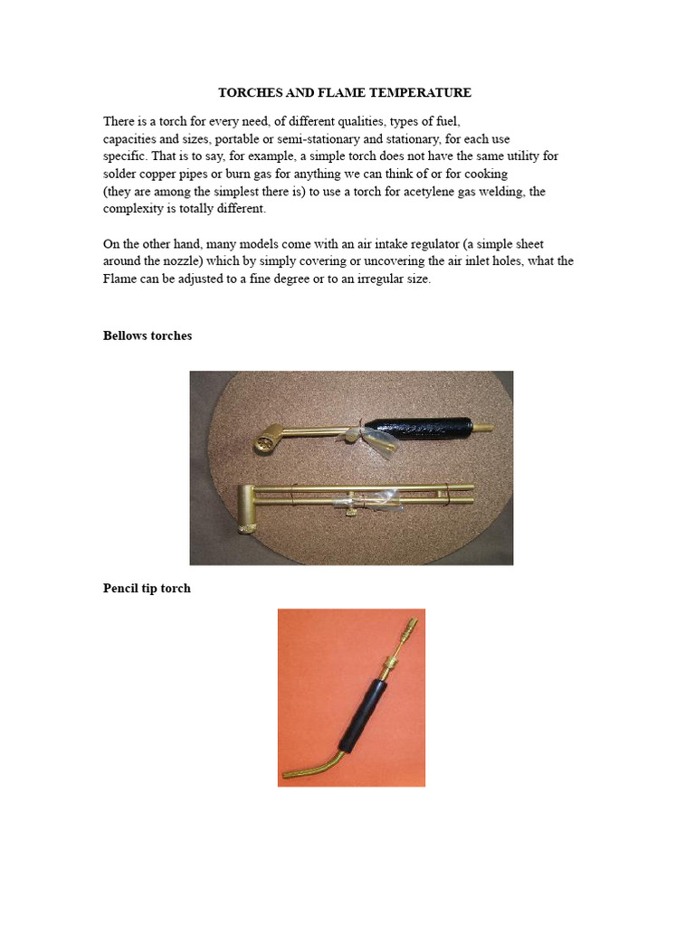 Types of Torches and Flame Temperatures | PDF | Combustion | Industrial ...