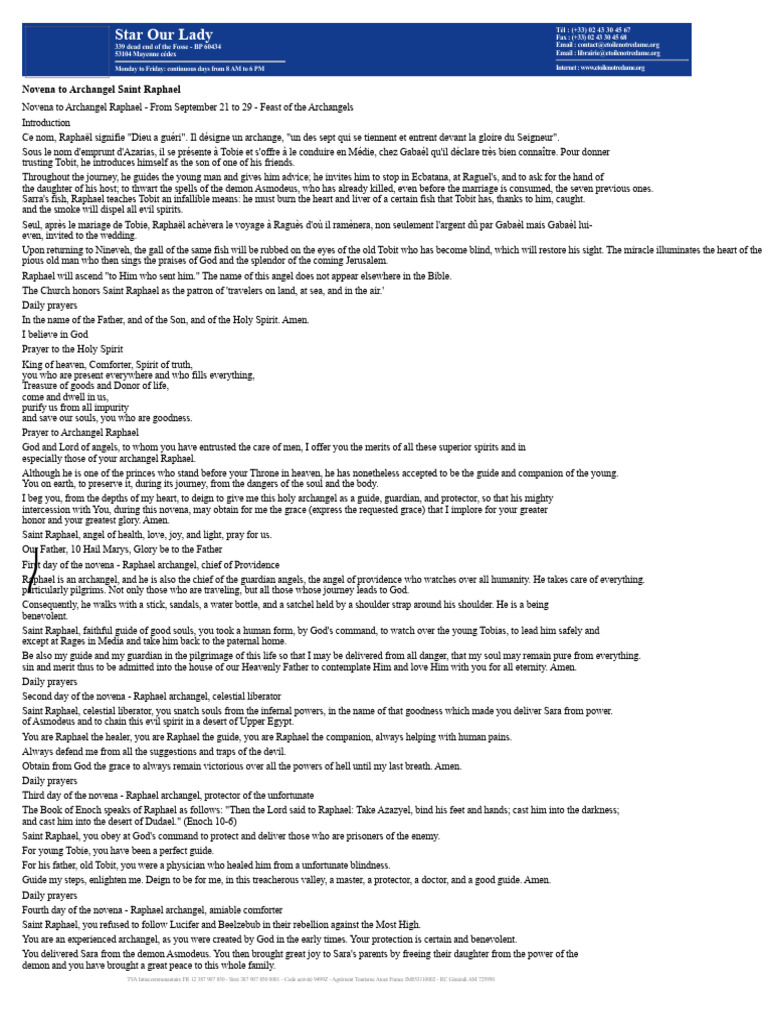 Novena Prayers to Archangel Raphael PDF Archangel Angel