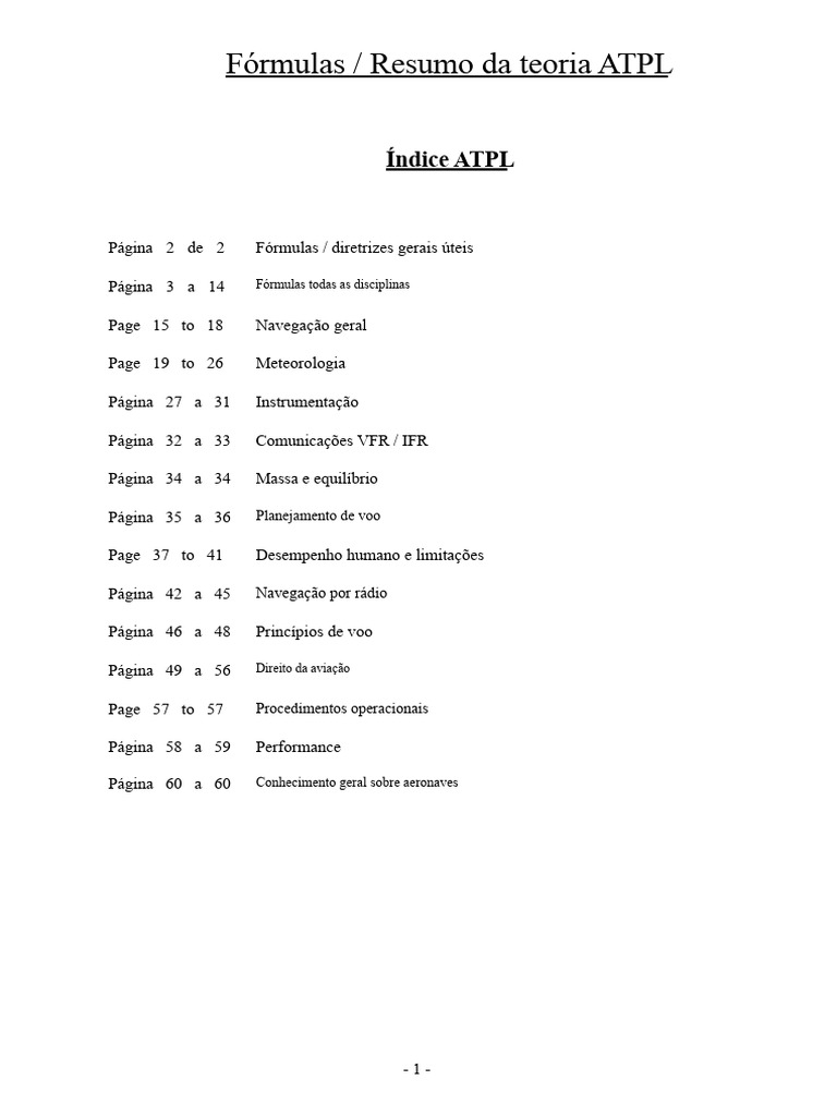 Fórmulas Essenciais para ATPL | PDF | Regras de voo por instrumentos ...