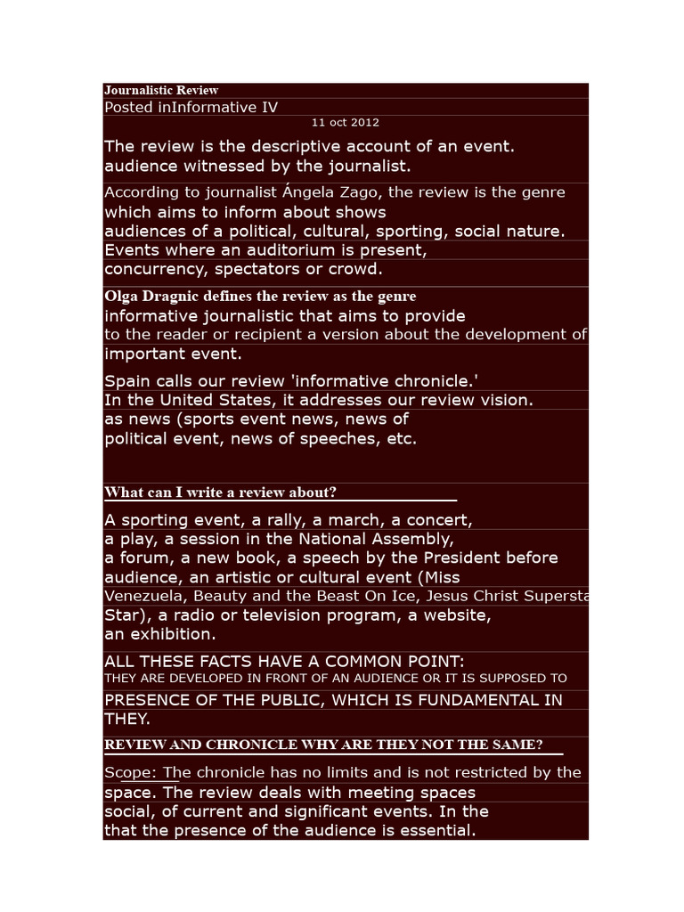 Understanding Journalistic Reviews | PDF | News | Camera
