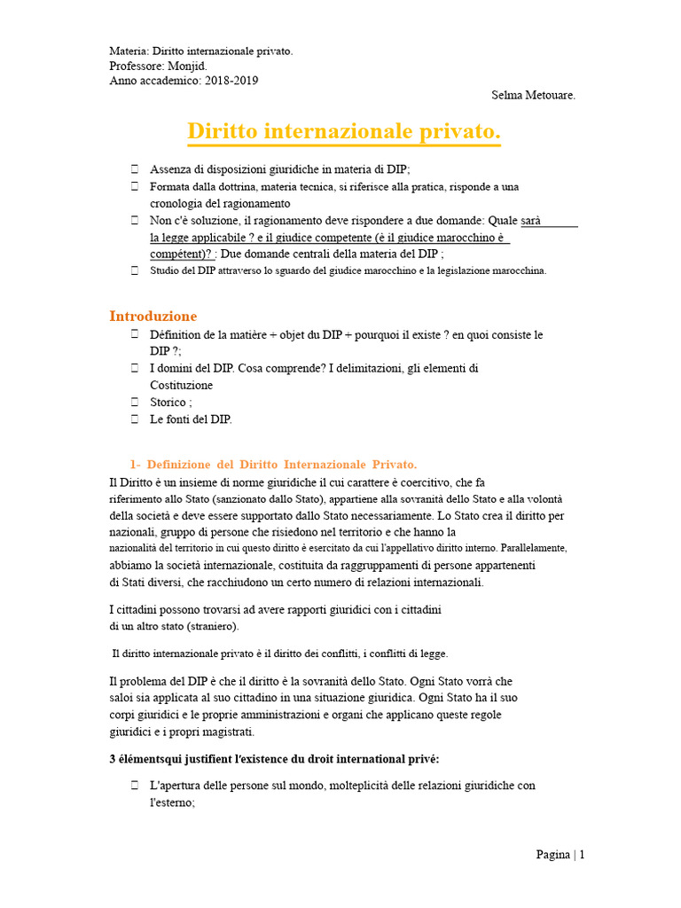 Diritto Internazionale Privato | PDF
