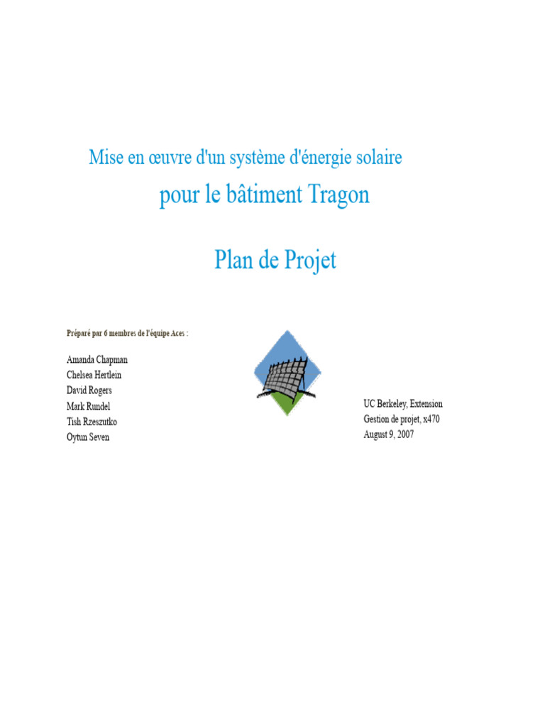 Projet d'installation solaire au bâtiment Tragon | PDF | Énergie ...