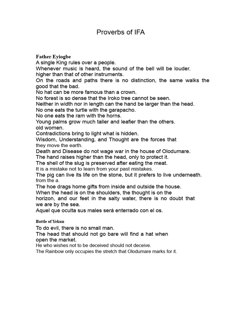 Wisdom and Proverbs of Ifá | PDF
