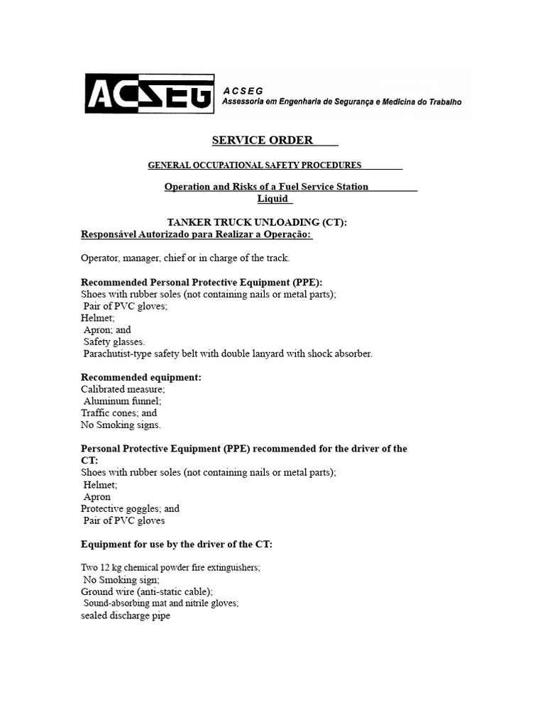 Fuel Service Station Safety Procedures | PDF | Oil Tanker | Personal ...