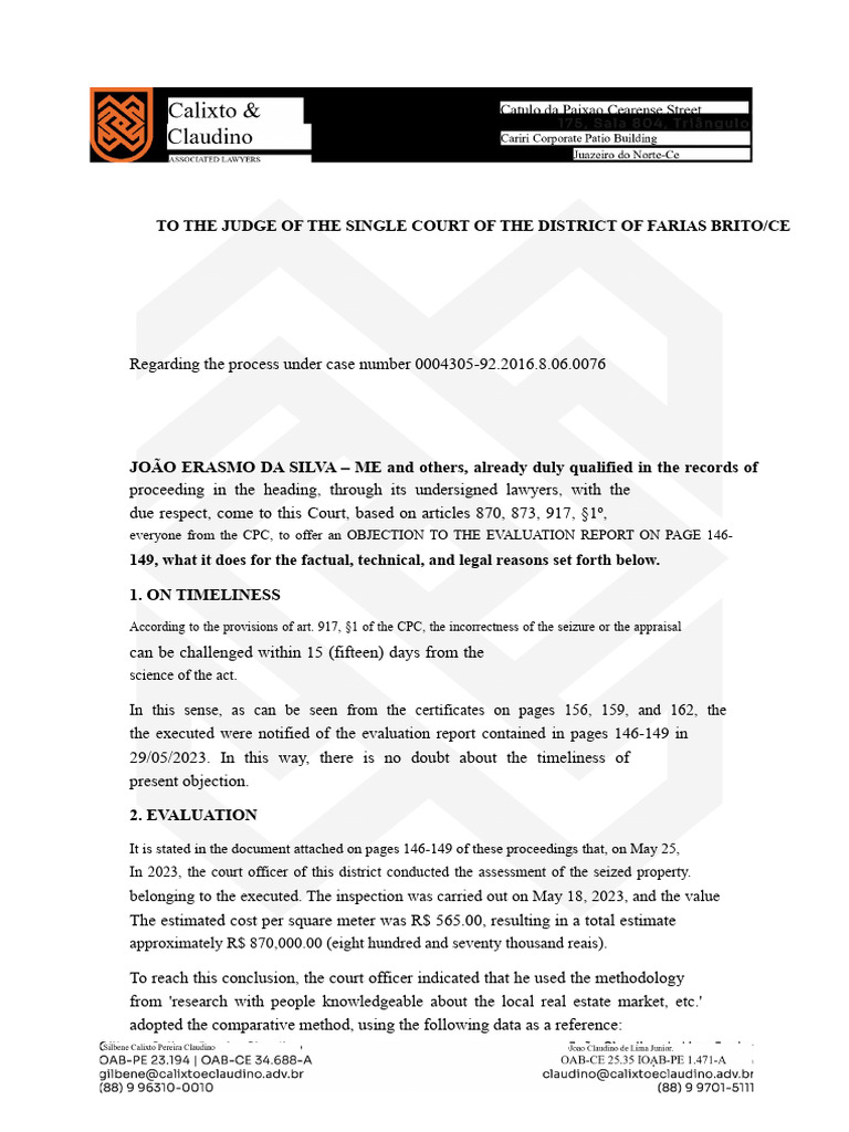 Objection to Property Evaluation Report | PDF | Real Estate Appraisal ...