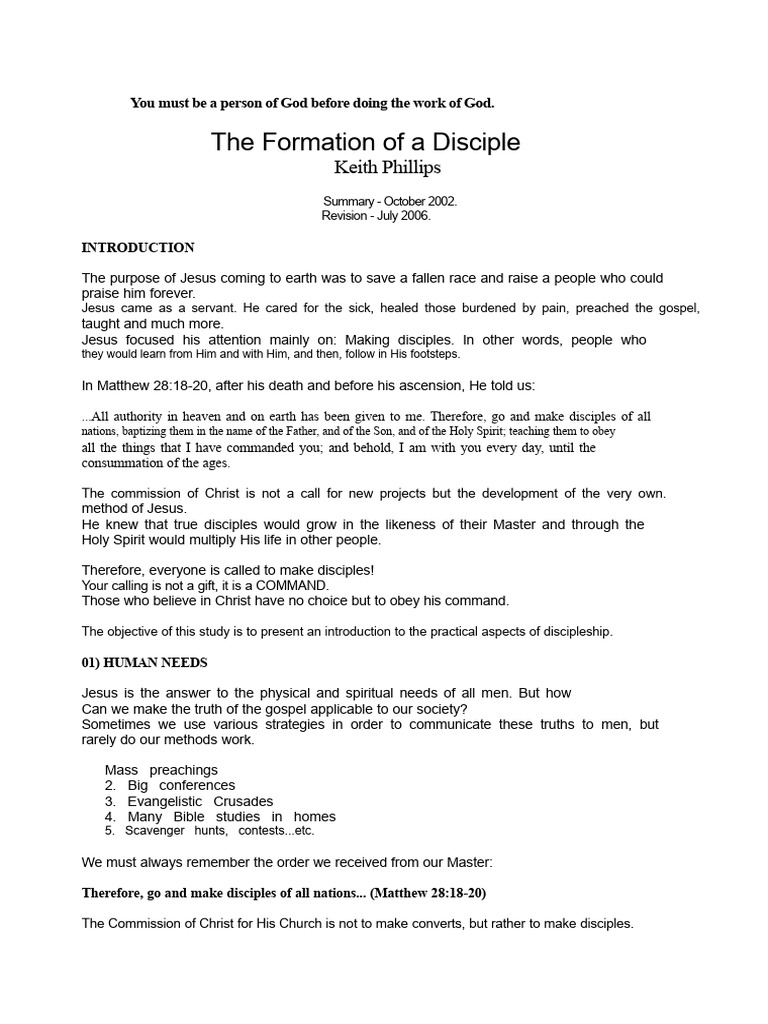 Discipleship: Following Christ's Command | PDF | Disciple (Christianity ...