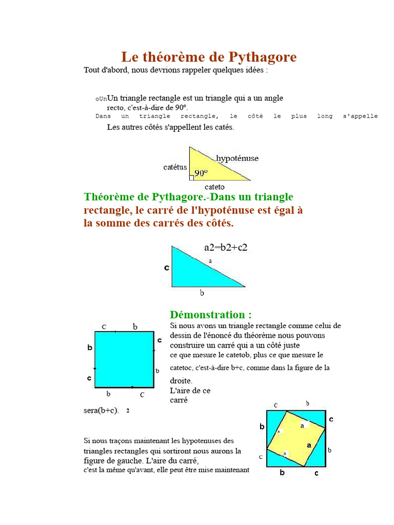 Le théorème de Pythagore | PDF | Triangle | Formes géométriques