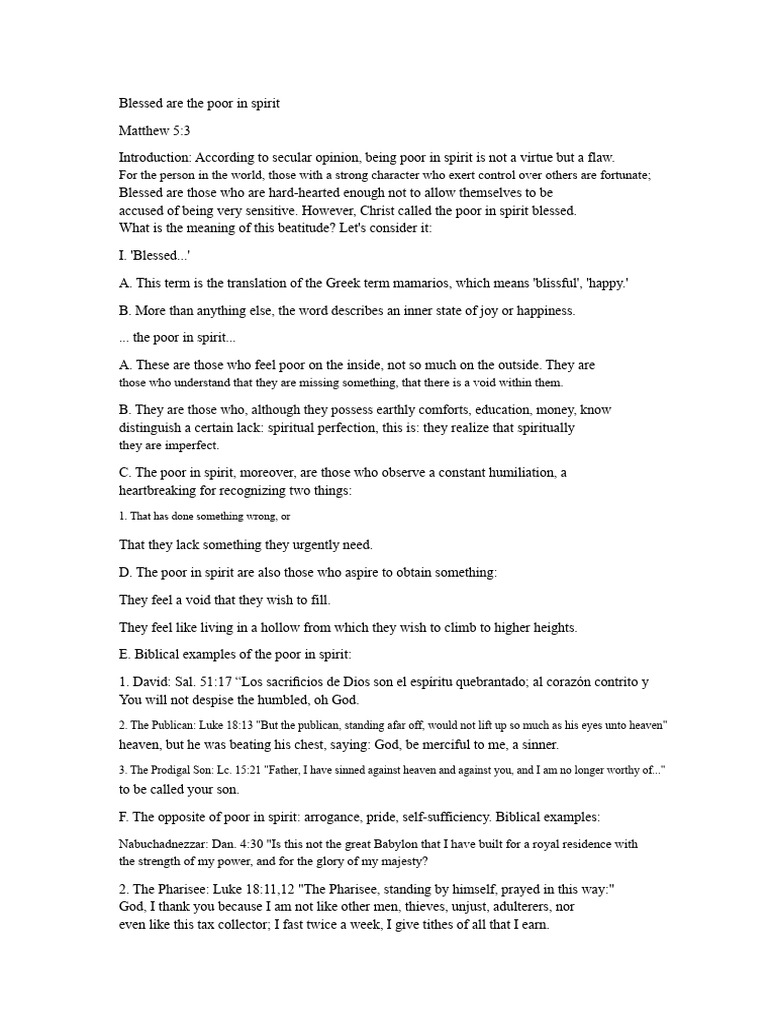 Understanding the Poor in Spirit | PDF | Christian Belief And Doctrine ...