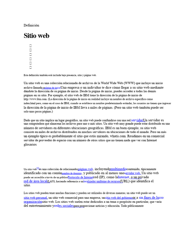 Definición de Sitio Web y Funciones | PDF | Sitios web | Red mundial