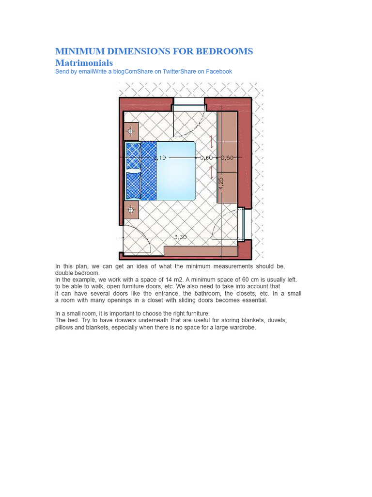 Minimum Bedroom Dimensions Guide | PDF | Bedroom | Furniture