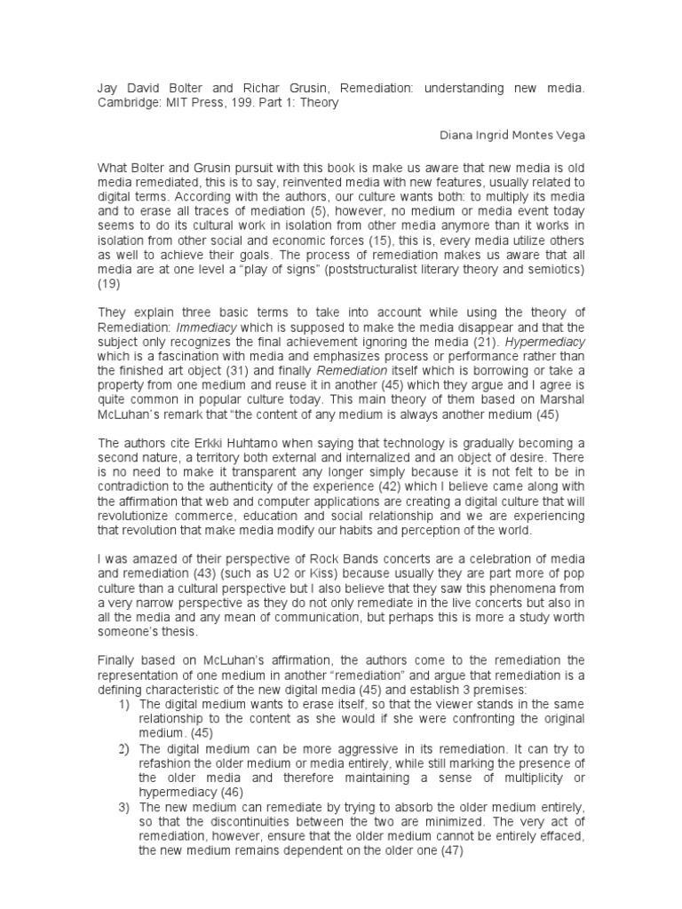 Understanding Remediation in New Media | PDF | New Media | Cognition