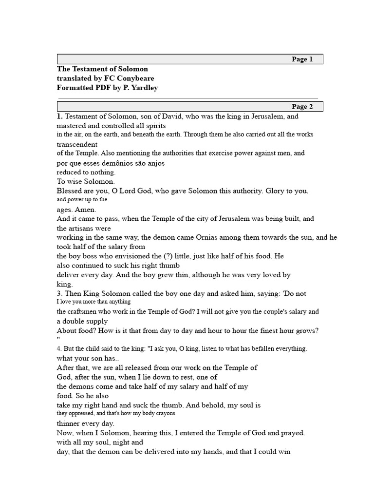 The Testament of Solomon PT BR PDF | PDF | Solomons | Demons