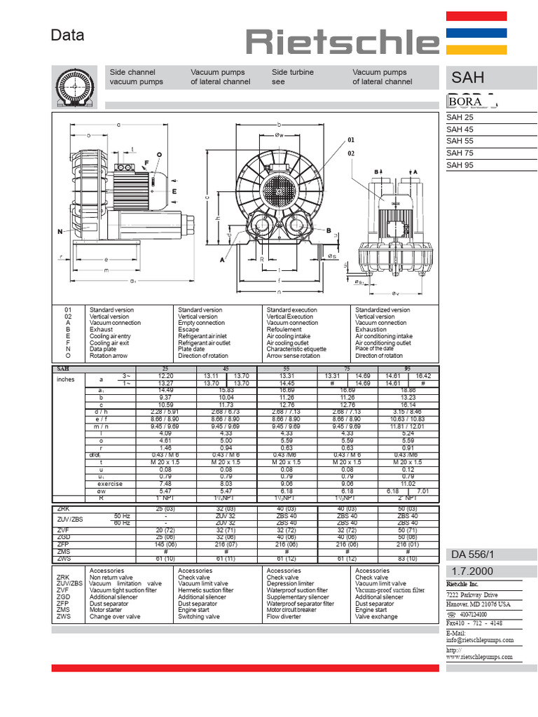 Side Channel Vacuum Pumps Data Sheet | PDF | Engines | Pump