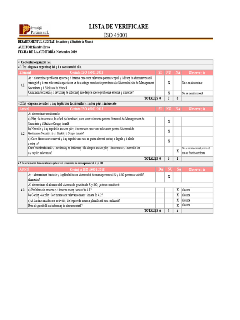 Check List ISO 45001 PDF | PDF