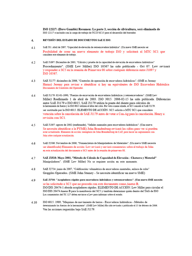 Revisión de Normas ISO para Excavadoras | PDF | Organización ...
