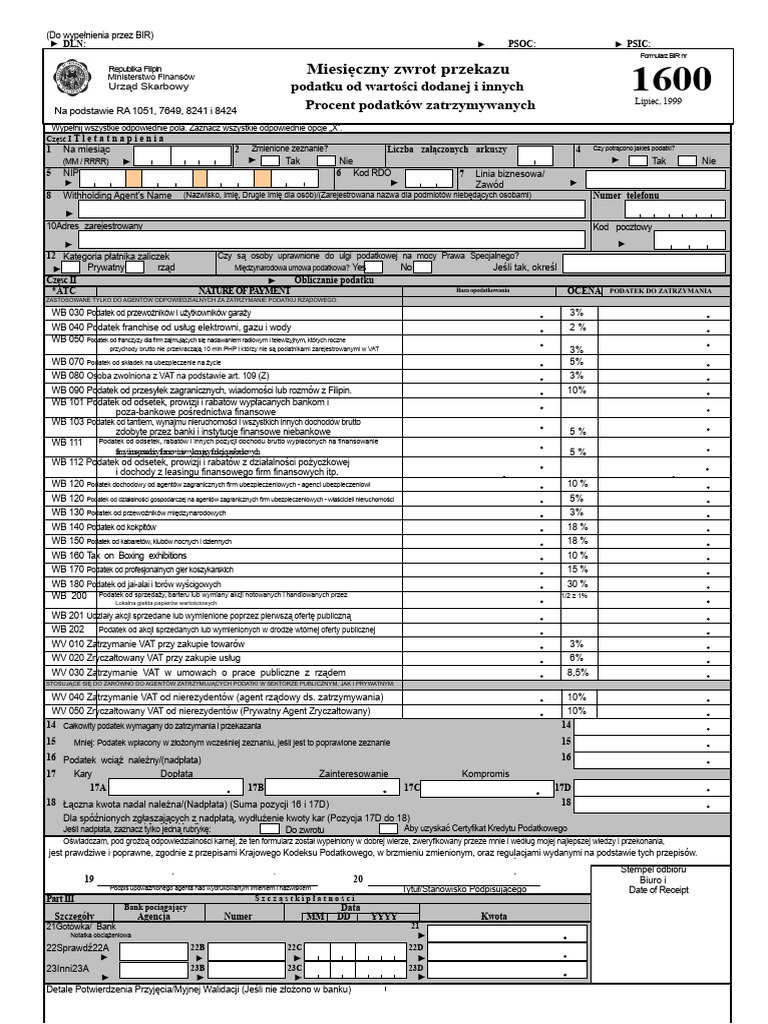 Formularz 1600 | PDF