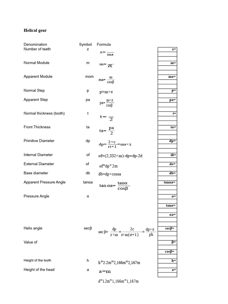 Helical Gear Design Calculations | PDF | Helix | Gear
