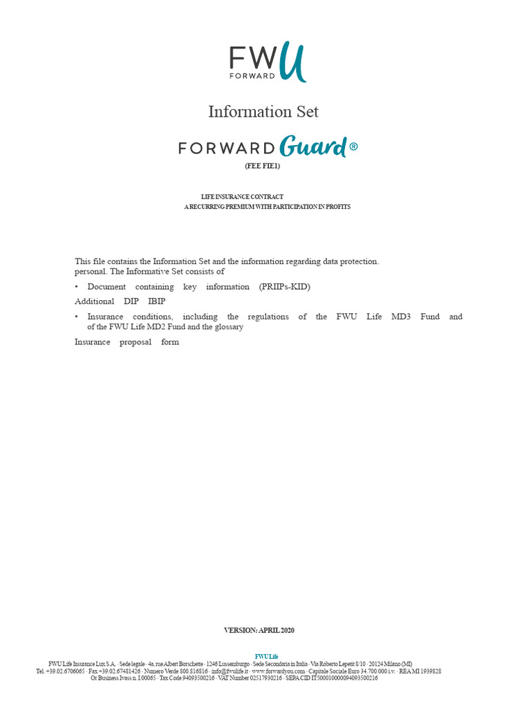 FWU ITA FIE1 04-2020 Information-Set v14 DWNLD | PDF | Insurance | Life ...