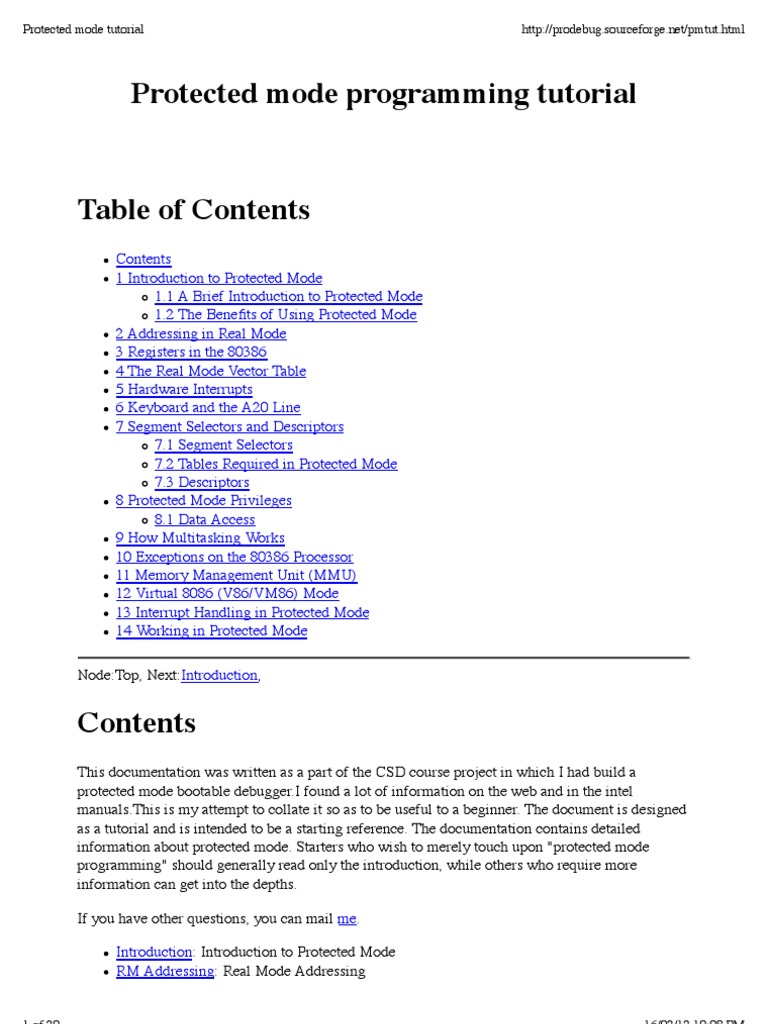 Protected Mode Tutorial | PDF | Office Equipment | Digital Electronics