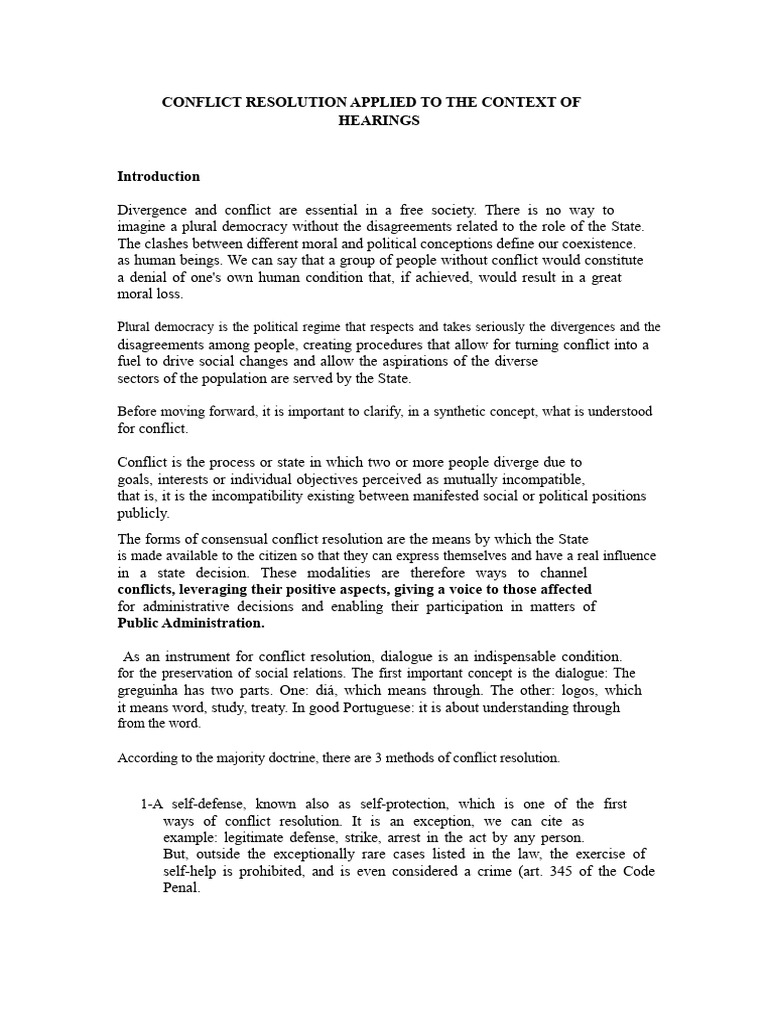 Conflict Resolution in Democratic Hearings | PDF | Mediation | Arbitration