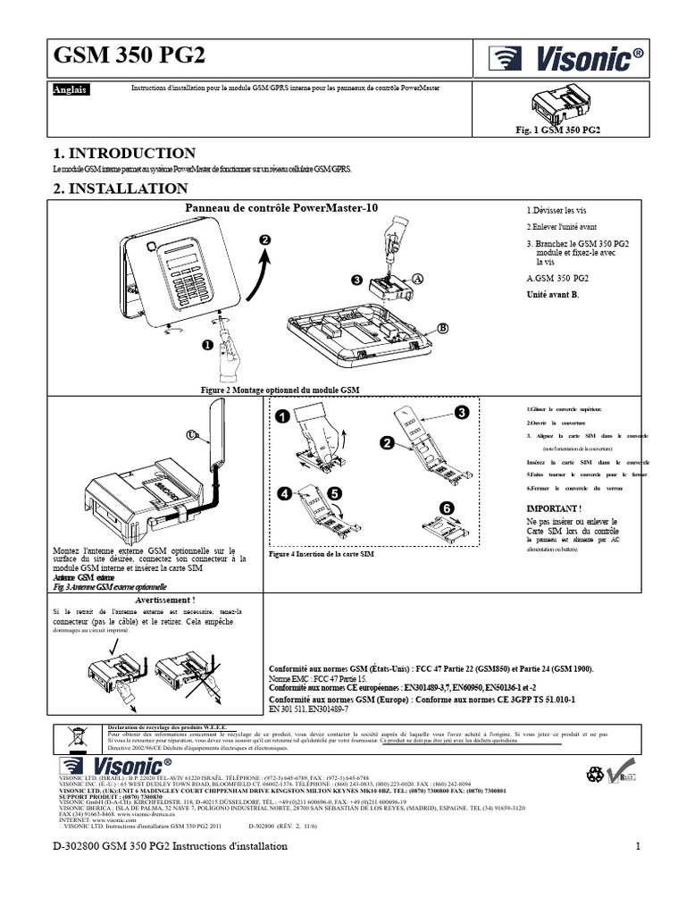 Installation du module GSM 350 PG2 | PDF | GSM | Télécommunications mobiles