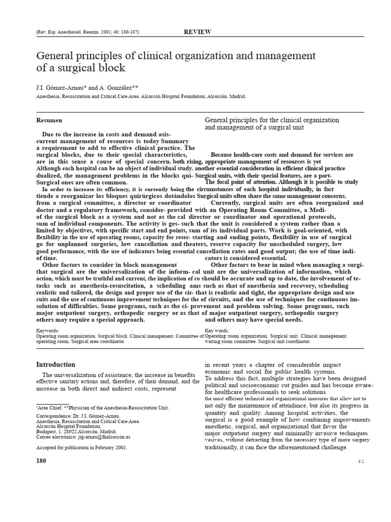 General Principles of Organization and Clinical Management of A ...