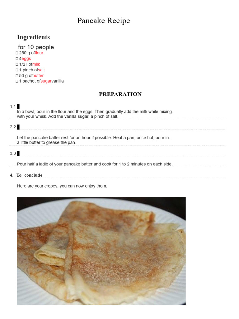 Pancake Recipe | PDF