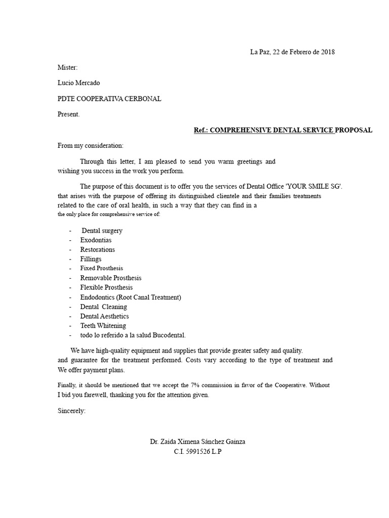 Comprehensive Dental Service Proposal | PDF