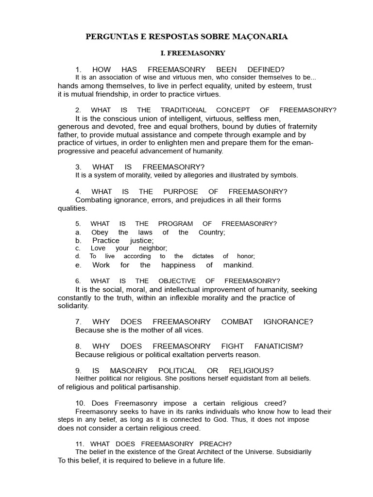 Perguntas Frequentes sobre Maçonaria | PDF | Freemasonry | Masonic Lodge