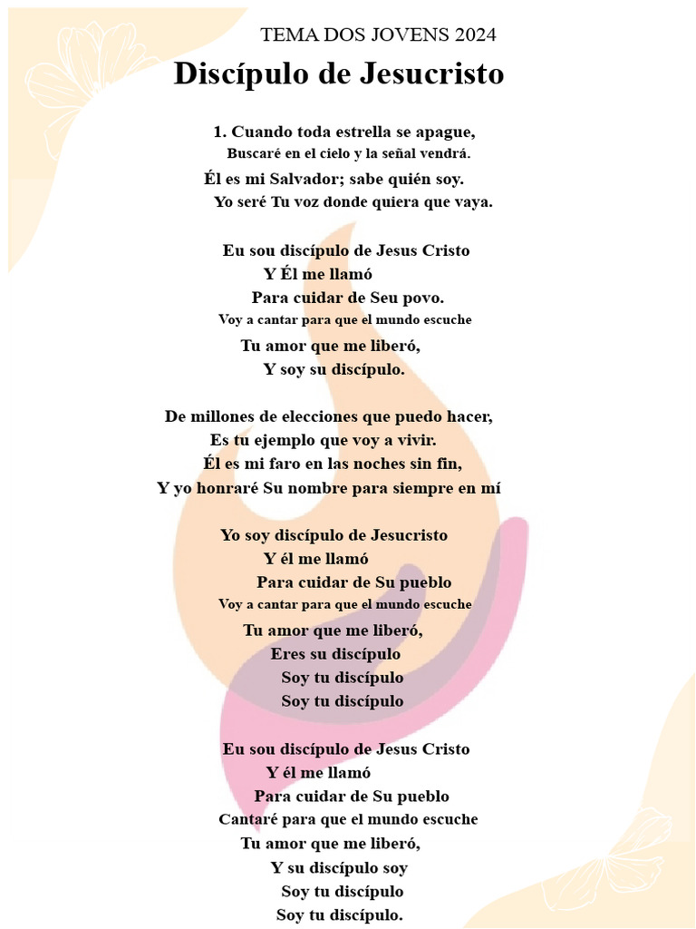 Letra Canción Discípulo de Jesús Cristo. DSY | PDF