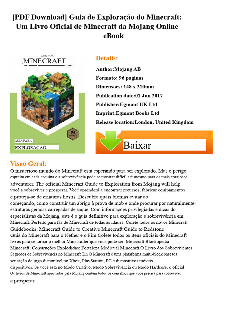 Guia Oficial de Exploração do Minecraft | PDF | Minecraft | Jogos