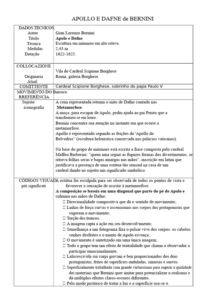 ANÁLISE Apolo e Dafne | PDF