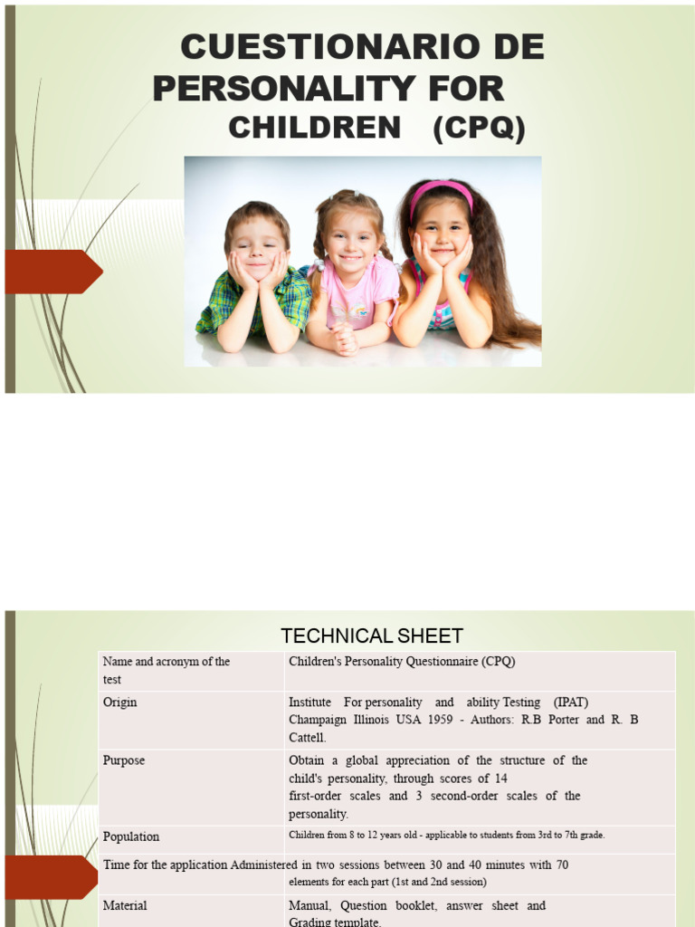 Personality Questionnaire for Children | PDF | Psychological Concepts ...
