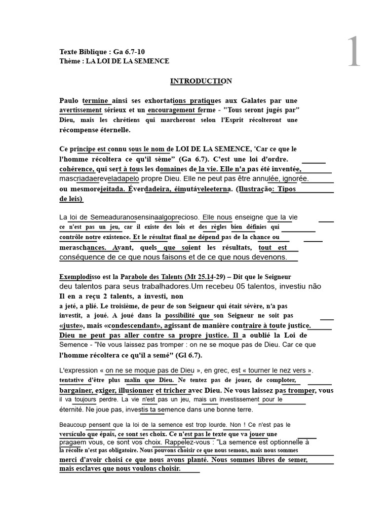 Loi de la Semence : Récolte et Conséquences | PDF | Justice | Crime et ...