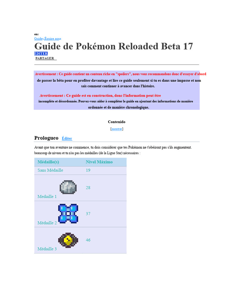 Guide Pokémon Reloaded Beta 17 | PDF | Pokémon
