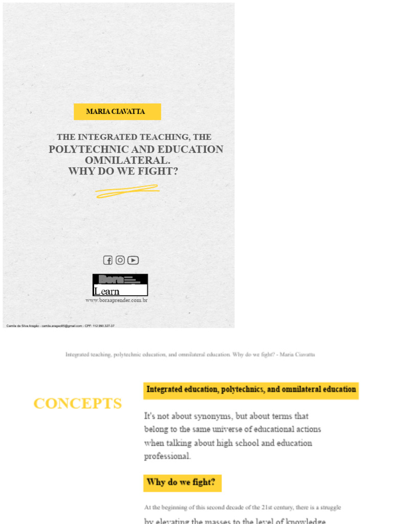 SUMMARY Integrated Education, Polytechnic Education, and Omnilateral ...