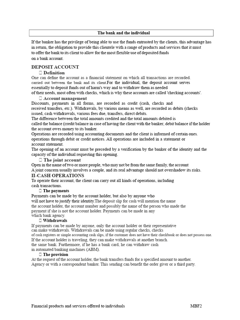 Understanding Bank Accounts and Services | PDF | Cheque | Debit Card