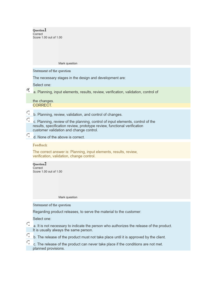 ISO 9001 Quality Management Quiz Answers | PDF | Audit | Verification ...