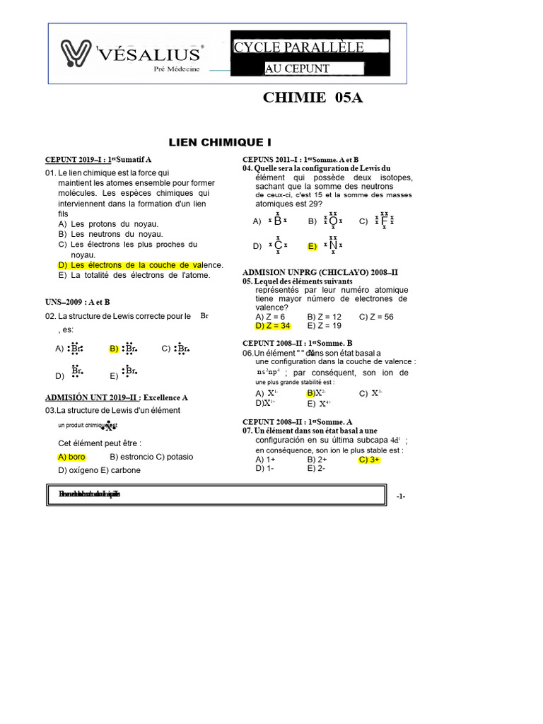 Configuration de Lewis et liaisons chimiques | PDF | Liaison chimique ...