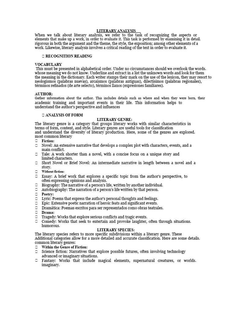 Comprehensive Literary Analysis Guide | PDF | Poetry | Genre