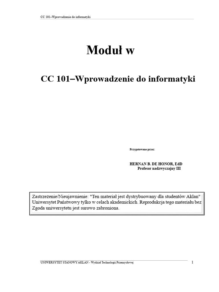 Moduł 1 CC 101 | PDF