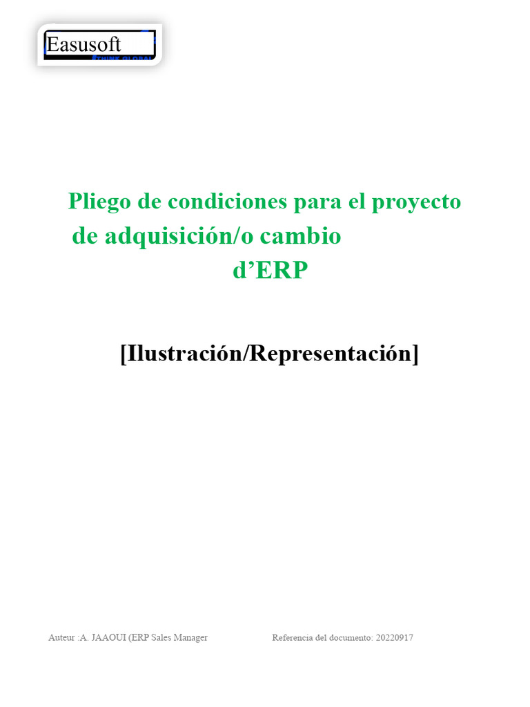 Pliego de condiciones para ERP Easysoft | PDF | Planificación de ...