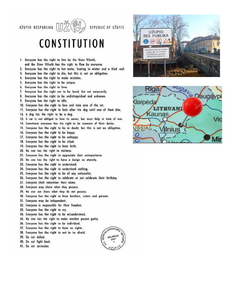 Užupis Constitution: Rights and Freedoms | PDF