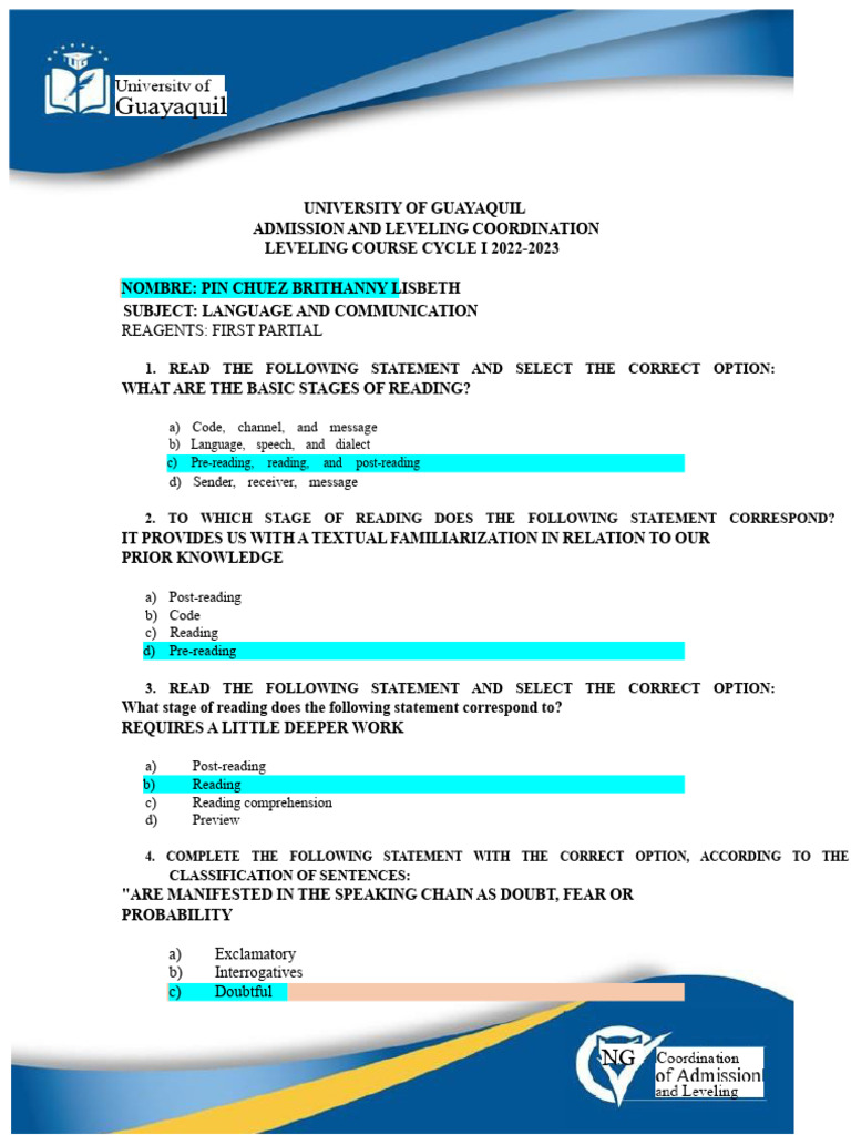 Language and Communication Course Exam | PDF | Stress (Linguistics ...
