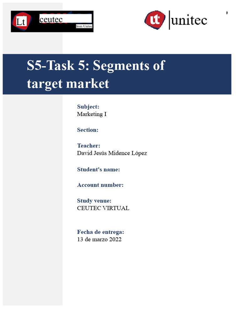 S5-Task 5_Target Market Segments | PDF | Brand | Marketing