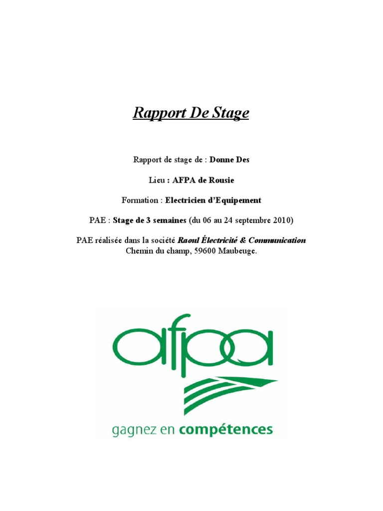 Rapport de Stage  Électricité  Électromagnétisme