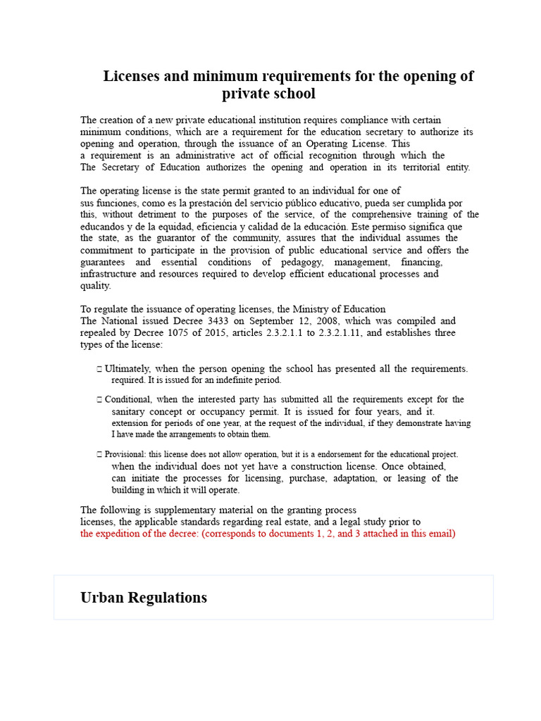 Licenses and Minimum Requirements To Create A Private School and ...